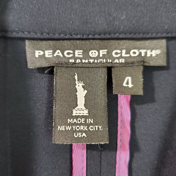 Peace of Cloth Panticular 1 Button Jacket Blazer Navy Size 4 Office Preppy Work - Picture 8 of 10